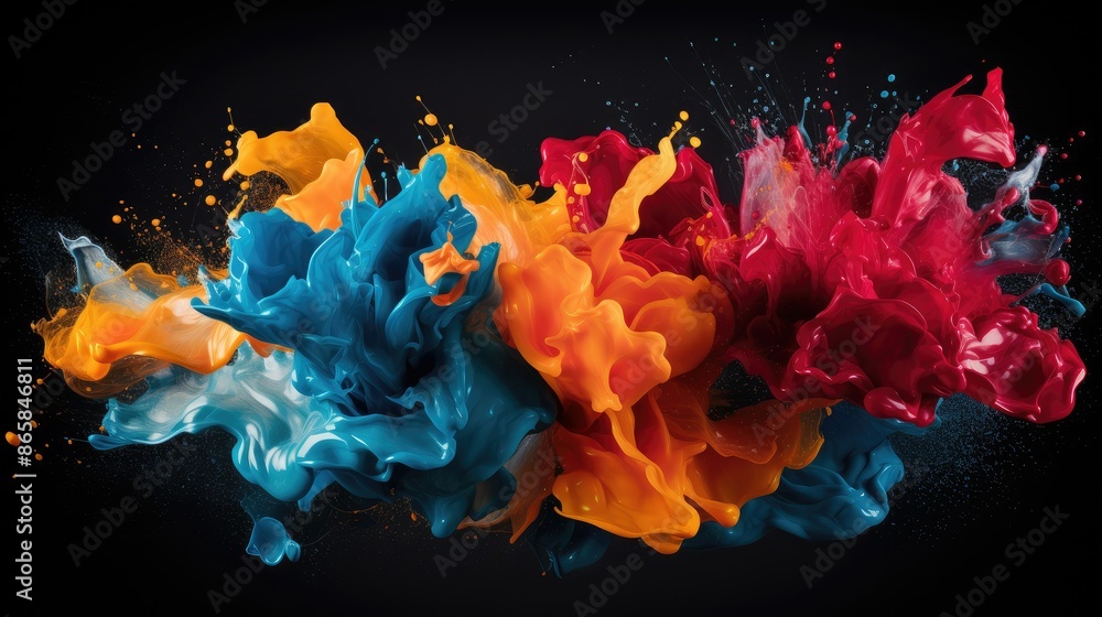 Fototapeta premium Abstract paint splashes in dynamic display