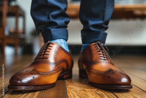 Man's luxury brown handmade shoes.