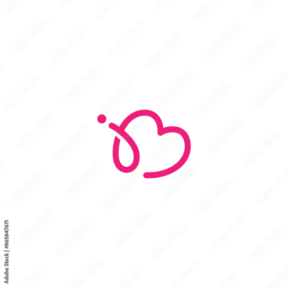 letter b with love in simple flat vector design style letter b with love in simple flat vector design style