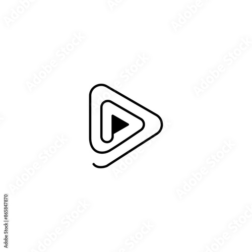 Free Download play media logo with simple linear design style - GFXLoad