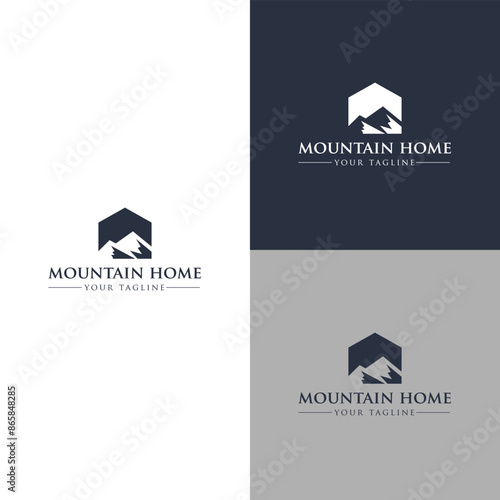 Mountain Home Logo Design with a House Shape