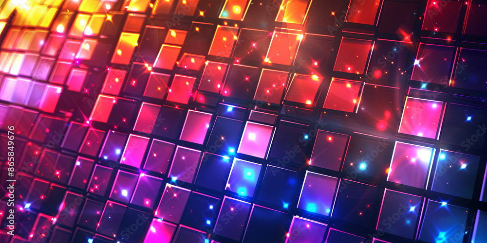 Fototapeta premium colorful grid background with glowing lights, generative AI