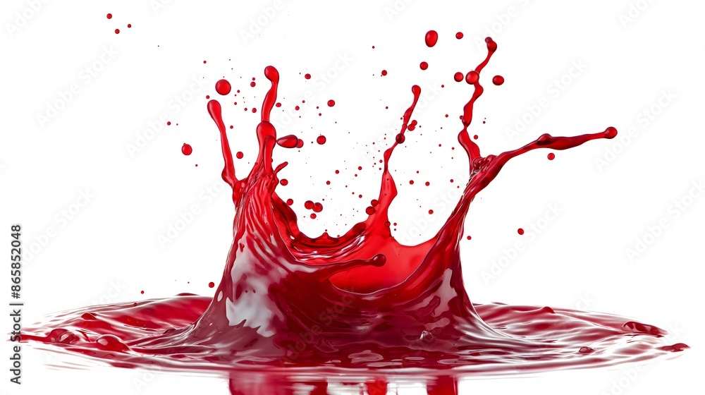 6. A bright red water splash against a transparent background 6. A bright red water splash against a transparent background