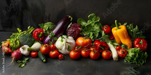 Fresh healthy vegetables on a black background for an IBSfriendly diet. Concept IBS-friendly Diet, Fresh Vegetables, Healthy Ingredients, Black Background, Nutrient-Rich Foods