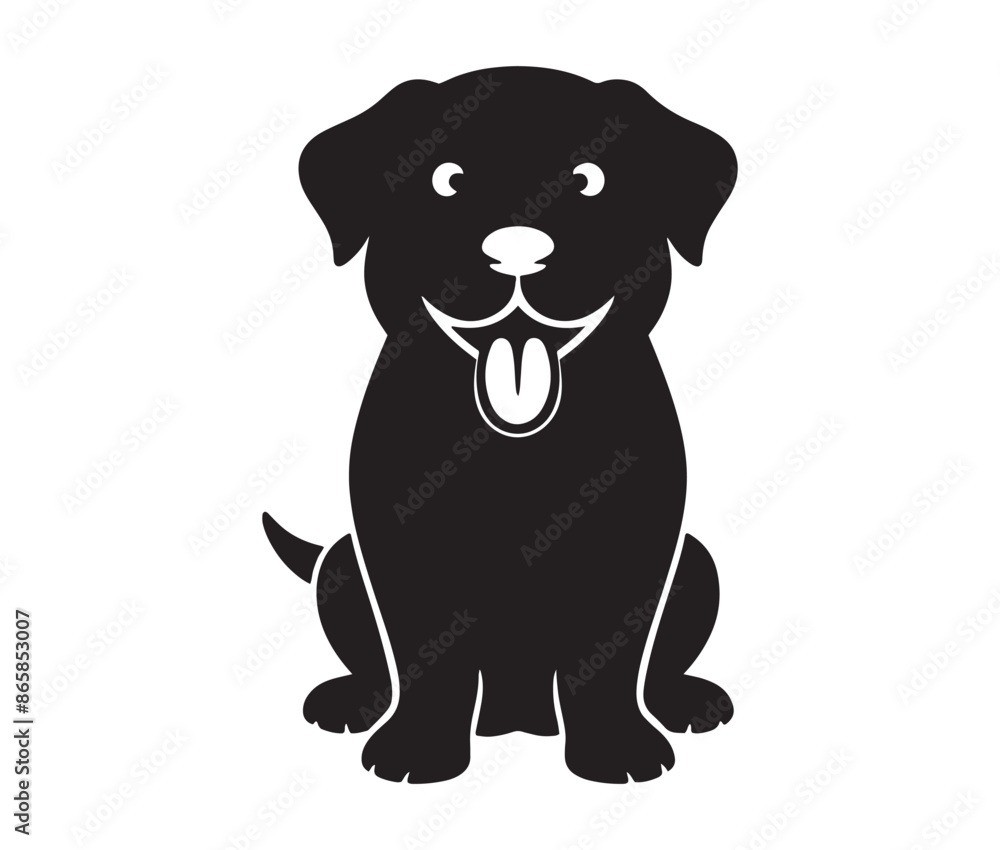 Fototapeta premium Happy Dog silhouette art vector illustration