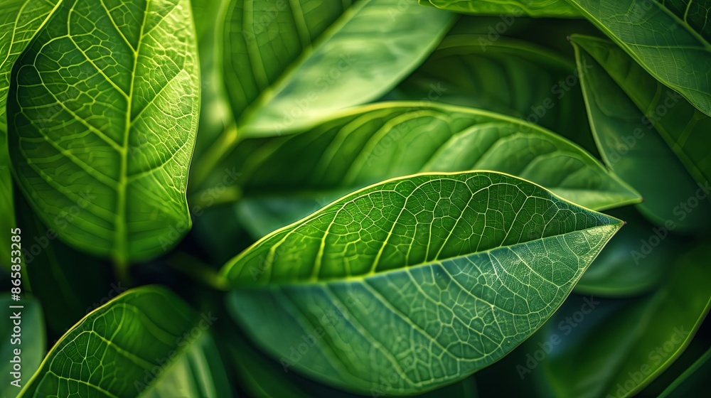 Closeup leaf texture. Green tropical plant close Closeup leaf texture. Green tropical plant close
