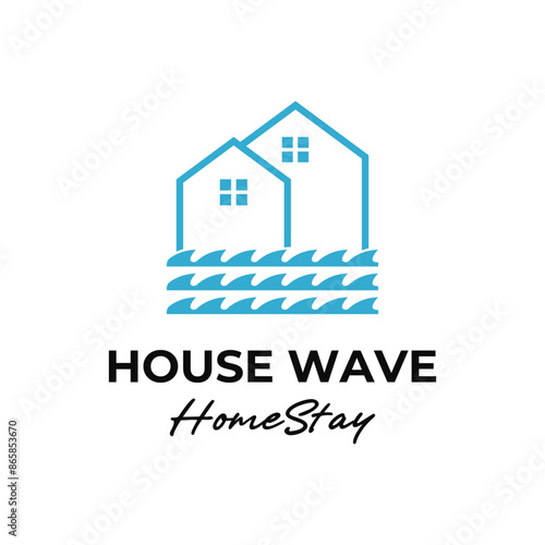 house beach water logo design concept idea