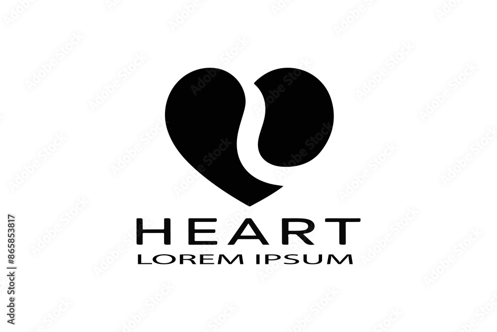 Elegant Heart Logo Silhouette for Romantic Design Elegant Heart Logo Silhouette for Romantic Design