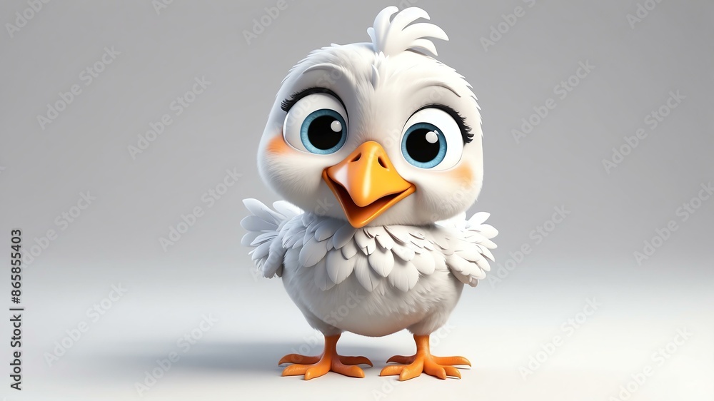 Fototapeta premium d cartoon image of a cute happy chicken isolated on w background