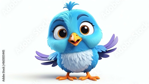 d cartoon image of a cute happy bird isolated on whit background