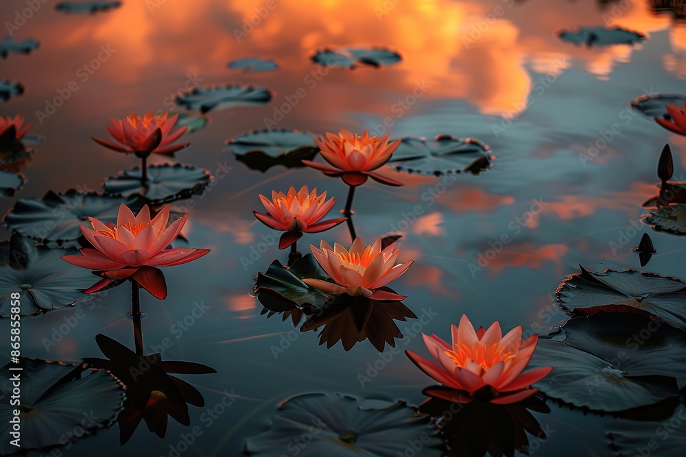 custom made wallpaper toronto digitallotus pond at sunset