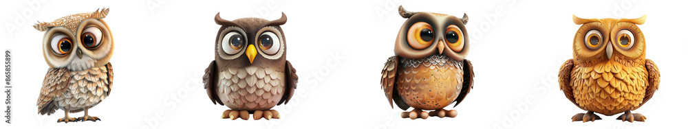 3D cute happy cartoon owl, isolated on white background 3D cute happy cartoon owl, isolated on white background