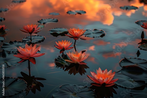 Wallpaper Mural lotus pond at sunset Torontodigital.ca