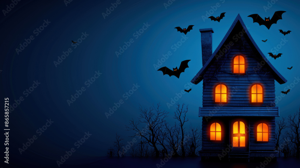 Fototapeta premium A house with bats flying around it