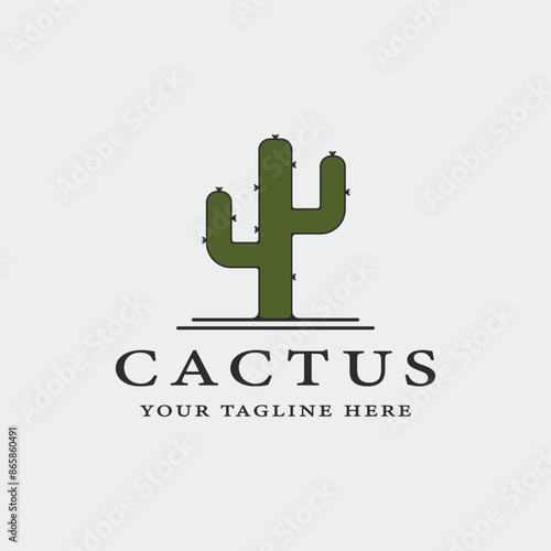 cactus logo vintage vector illustration template icon graphic design