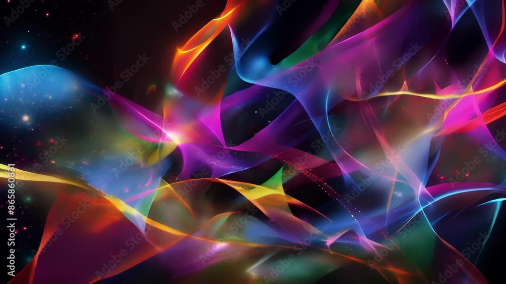 Futuristic holographic elements in a variety of vibrant colors on a black base. Futuristic holographic elements in a variety of vibrant colors on a black base.