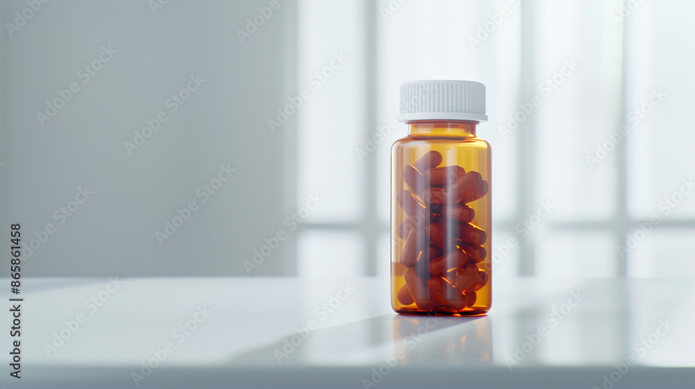 bottle of pills. on a white table, minimalist pharmacy environment, Ai generated Images bottle of pills. on a white table, minimalist pharmacy environment, Ai generated Images