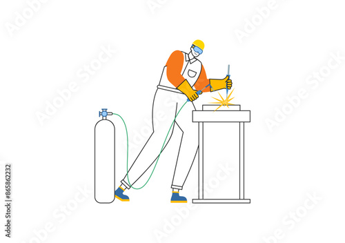 Welding Service Vector Illustration with Professional Welder Job Weld Metal Structures, Pipe and Steel Construction in Flat Cartoon Background