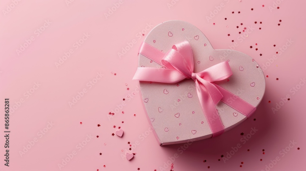 Heart shaped gift box on pink background ideal Valentine s Day decor for women Heart shaped gift box on pink background ideal Valentine s Day decor for women