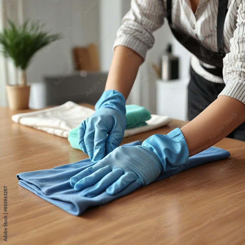 Obraz premium person cleaning the kitchen
