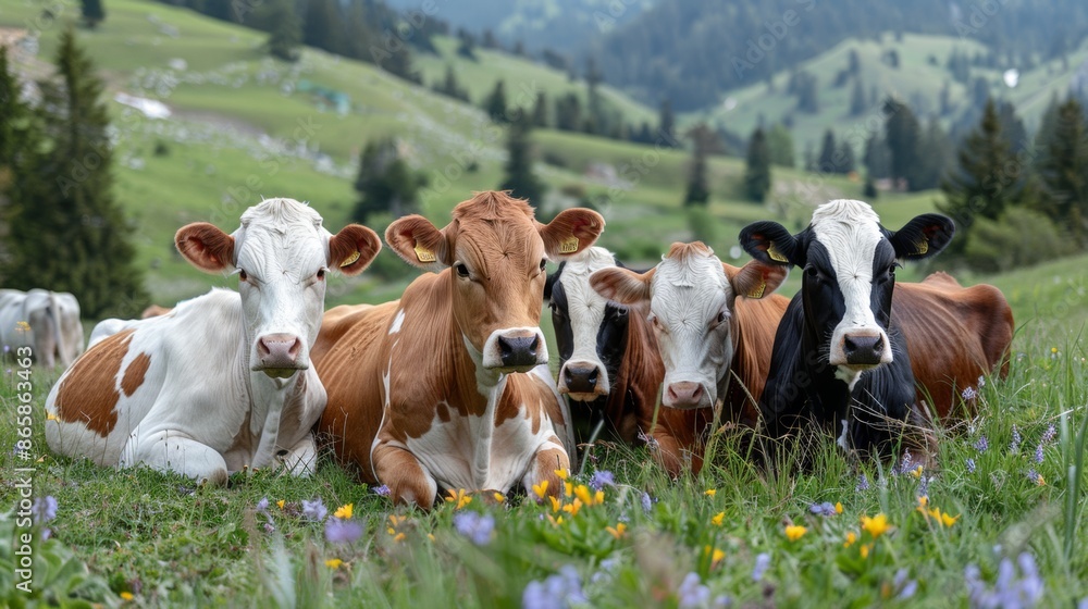 Group of Cows Resting in the Pasture Group of Cows Resting in the Pasture