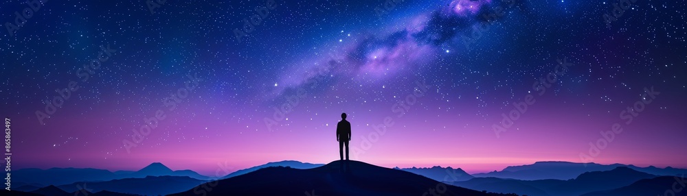 Hiking on a bright alien planet, galaxy sky, Adventurous, Digital Art, Starry landscape, High detail, Scifi setting Hiking on a bright alien planet, galaxy sky, Adventurous, Digital Art, Starry landscape, High detail, Scifi setting