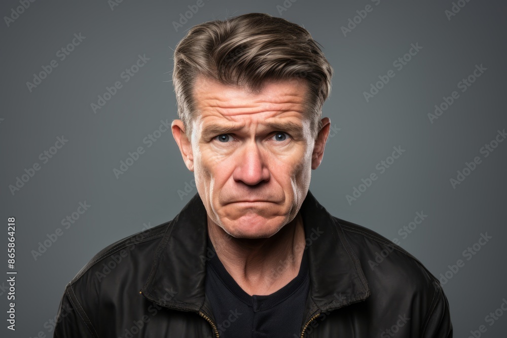 Angry middle aged man over grey background. Facial expressions concept. Angry middle aged man over grey background. Facial expressions concept.