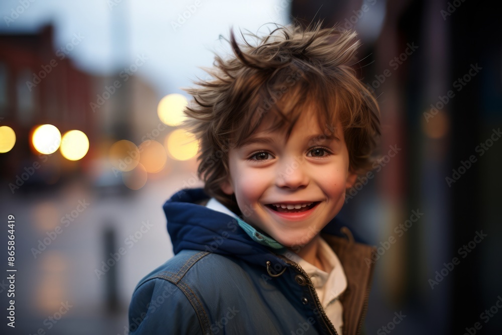 Portrait of a cute little boy in the city at night. Portrait of a cute little boy in the city at night.