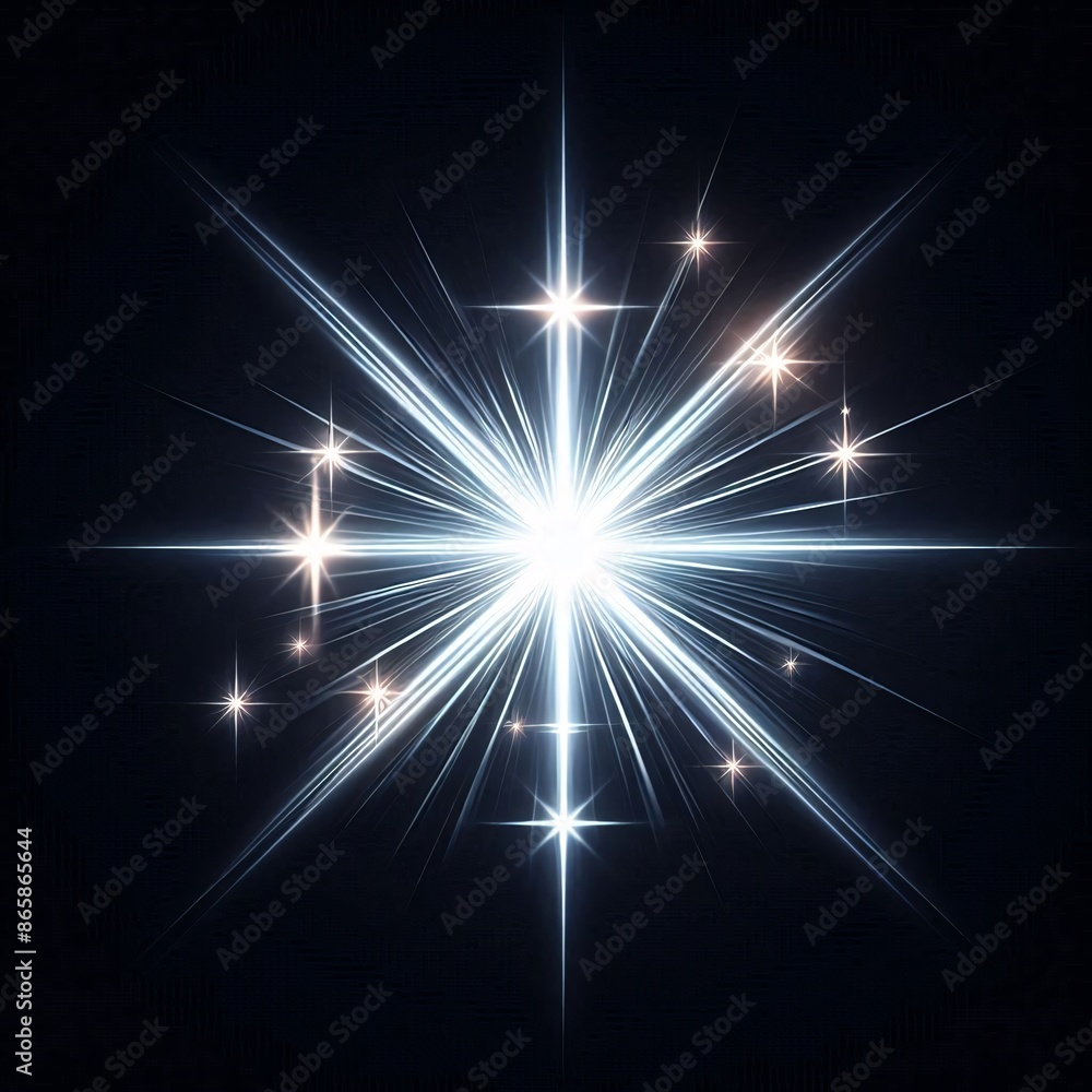 Naklejka premium Dazzling Star Lens Flare on Black Background