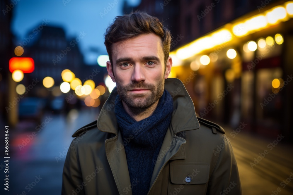 Portrait of a handsome man in the city at night. Men's fashion. Portrait of a handsome man in the city at night. Men's fashion.