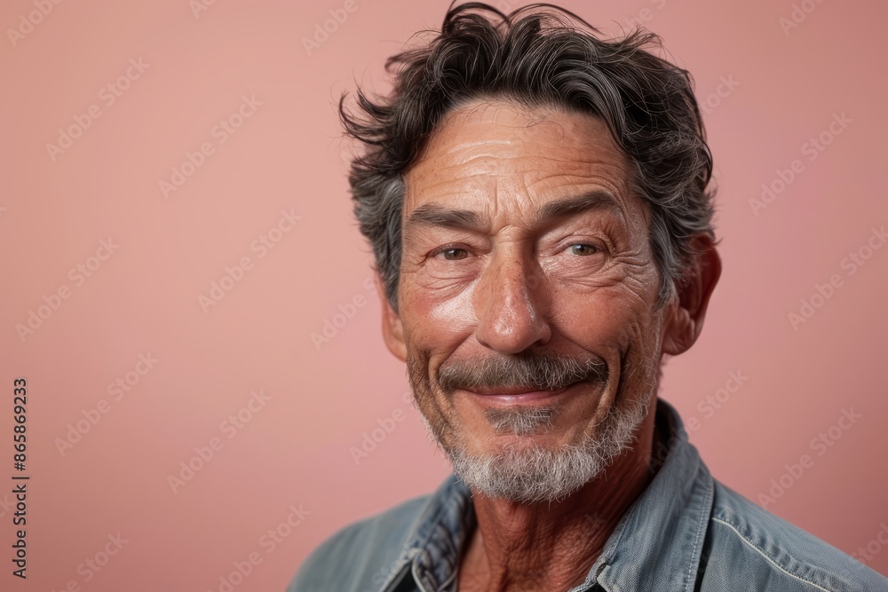Portrait of a smiling senior man on a pink background. Isolated. Portrait of a smiling senior man on a pink background. Isolated.