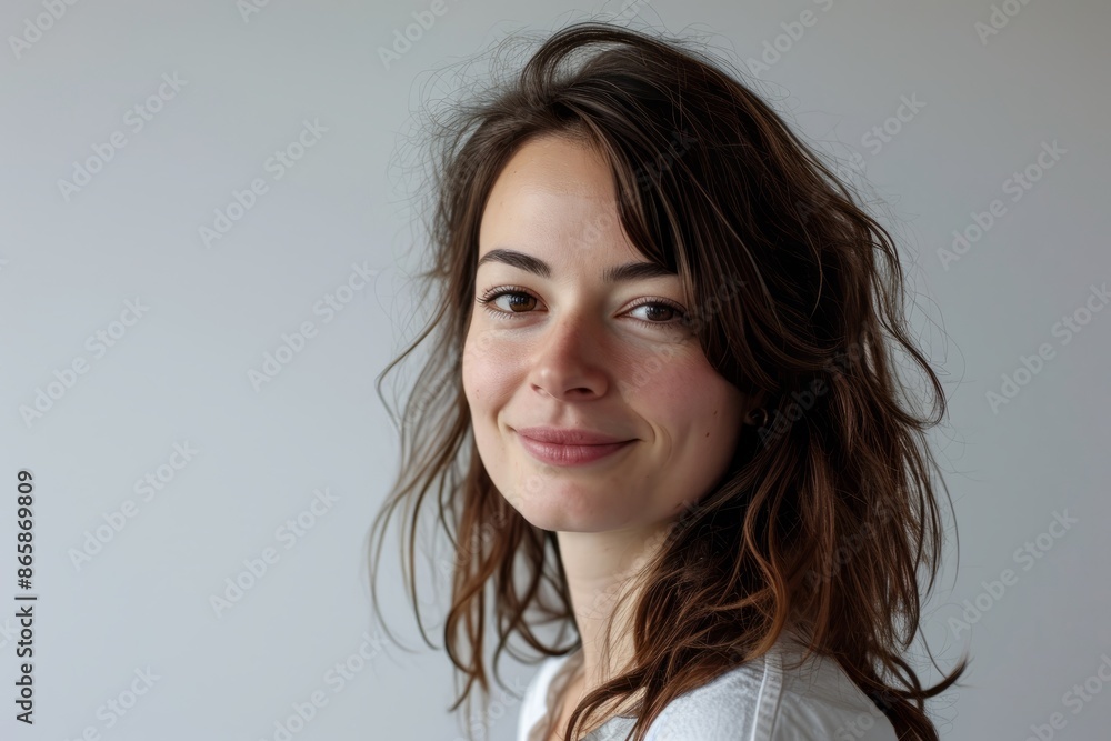 Portrait of a beautiful woman with long brown hair, studio shot Portrait of a beautiful woman with long brown hair, studio shot