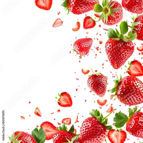 Summerwarm strawberries on white background,
 photo