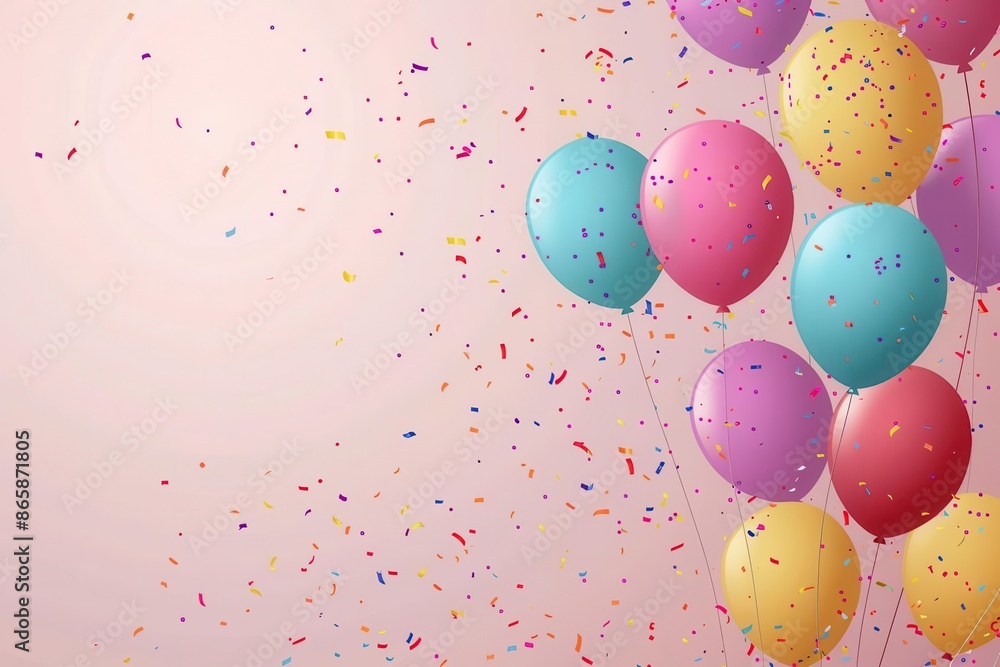 festive birthday backdrop with colorful balloons and confetti cheerful celebration theme vector illustration festive birthday backdrop with colorful balloons and confetti cheerful celebration theme vector illustration