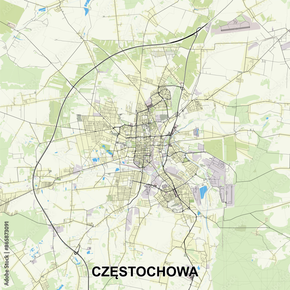 Fototapeta premium Częstochowa, Poland map poster art