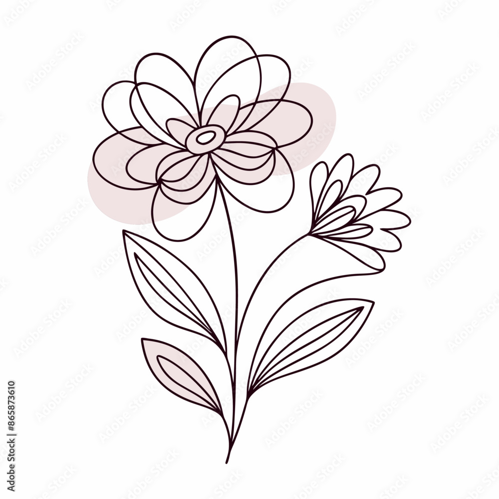 Obraz premium Continuous one line art flower design hand drawn simple flower outline (21)