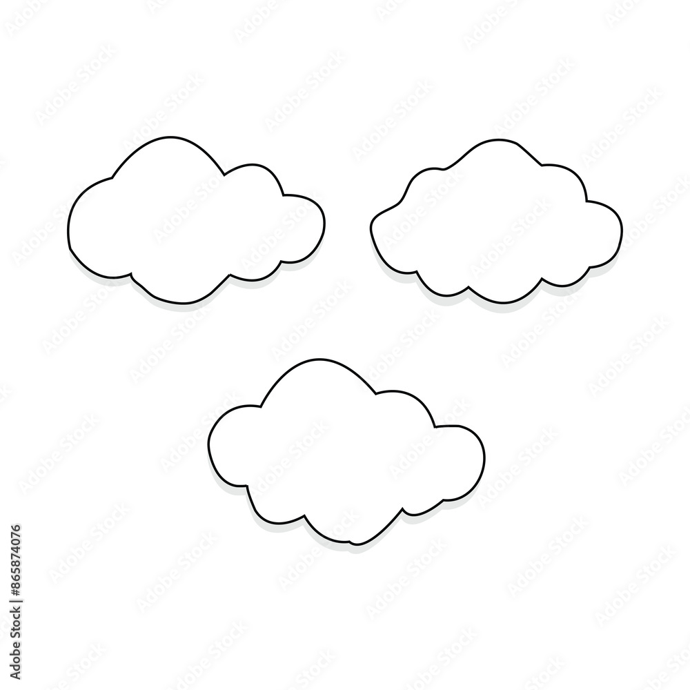 Clouds outline art icon. Storage solution element, databases, networking, software image, cloud and meteorology concept. Vector line art illustration isolated on white background Clouds outline art icon. Storage solution element, databases, networking, software image, cloud and meteorology concept. Vector line art illustration isolated on white background