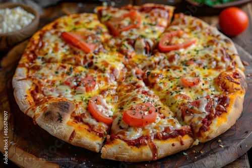 Wallpaper Mural freshly baked homemade pizza with melted cheese and savory toppings food photography Torontodigital.ca