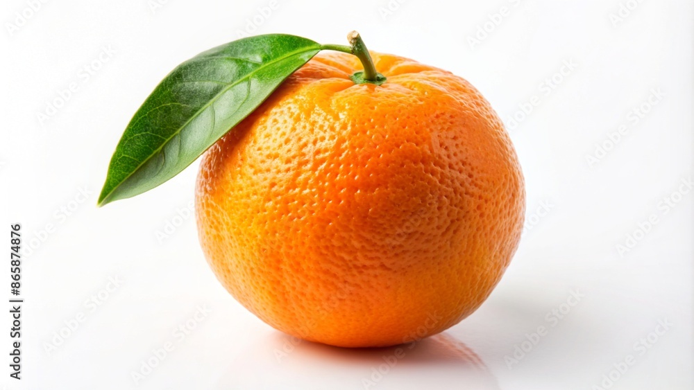 A bright and fresh orange fruit isolated on a clean white backdrop A bright and fresh orange fruit isolated on a clean white backdrop