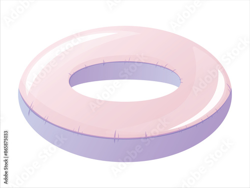Vector isolated cartoon purple inflatable ring for swimming.