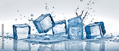 Four ice pieces melting in water photo