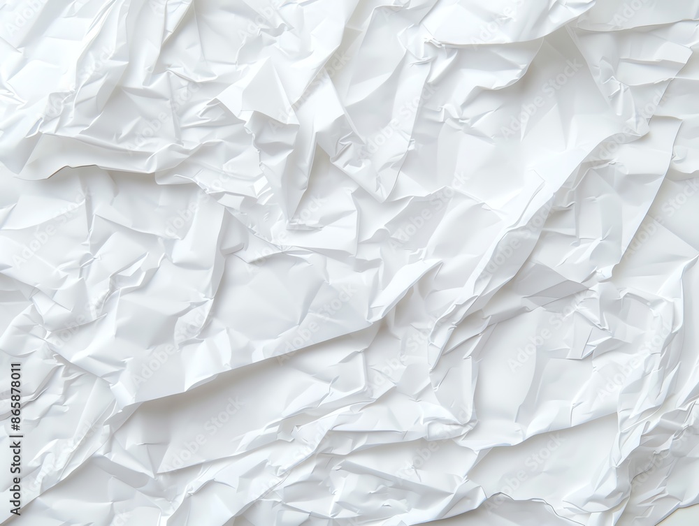 Close-up of crumpled white paper texture with wrinkles and creases, ideal for background, pattern, or abstract design concepts. Close-up of crumpled white paper texture with wrinkles and creases, ideal for background, pattern, or abstract design concepts.