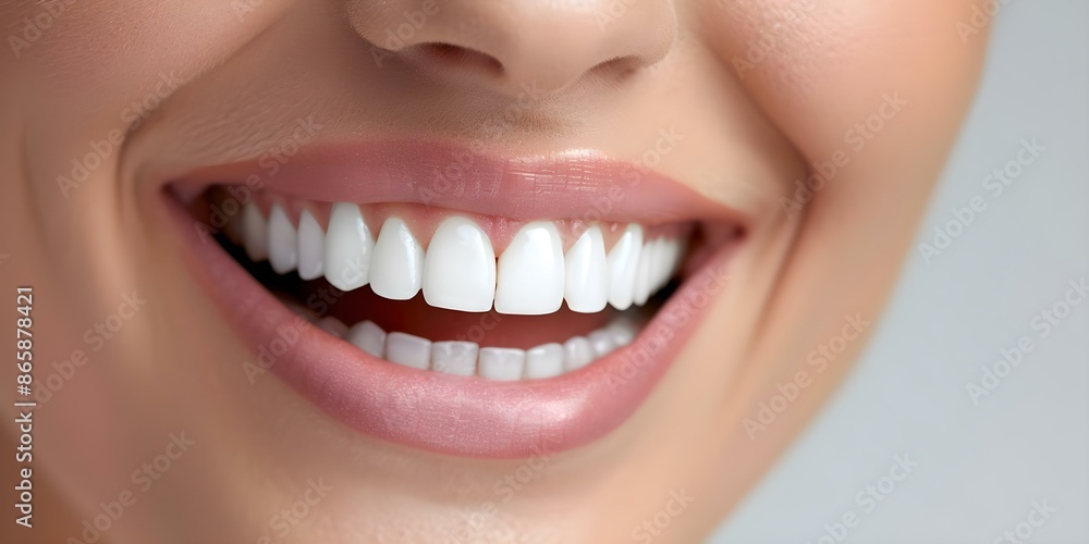 Enhancing Smiles Close-up of Woman's Perfect White Teeth with Dental Veneers. Concept Dental Veneers, Perfect Smile, Close-up Photography, Cosmetic Dentistry, Women's Health Enhancing Smiles Close-up of Woman's Perfect White Teeth with Dental Veneers. Concept Dental Veneers, Perfect Smile, Close-up Photography, Cosmetic Dentistry, Women's Health