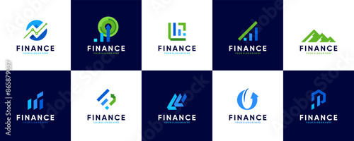 collection of economic growth logo, global finance, investment, logo design illustration.