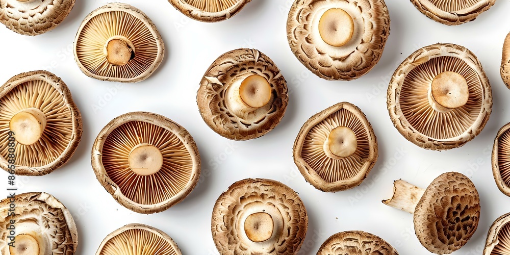 Organic gourmet culinary ingredient Isolated dried shiitake mushrooms on white background. Concept Food Photography, Culinary Ingredients, Dried Shiitake Mushrooms, Gourmet Ingredients Organic gourmet culinary ingredient Isolated dried shiitake mushrooms on white background. Concept Food Photography, Culinary Ingredients, Dried Shiitake Mushrooms, Gourmet Ingredients