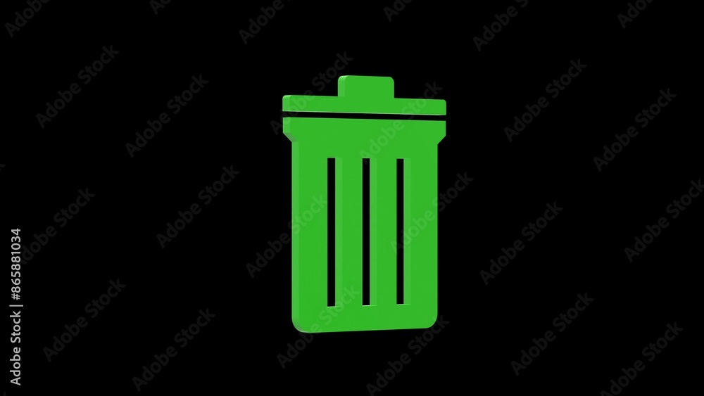 trash bin green set icon 3d illustration rotation trash bin green set icon 3d illustration rotation