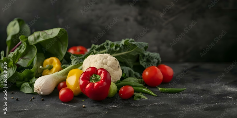 Vibrant Vegetables Against a Dark Background for an IBS-Friendly Diet. Concept IBS-friendly Diet, Vibrant Vegetables, Dark Background, Food Photography Vibrant Vegetables Against a Dark Background for an IBS-Friendly Diet. Concept IBS-friendly Diet, Vibrant Vegetables, Dark Background, Food Photography