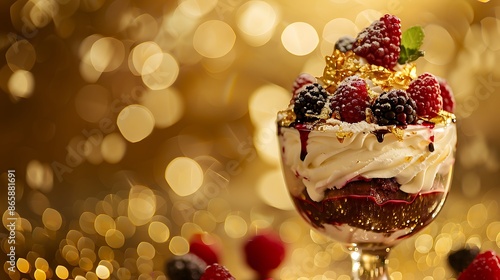 ice cream in trifle golden background