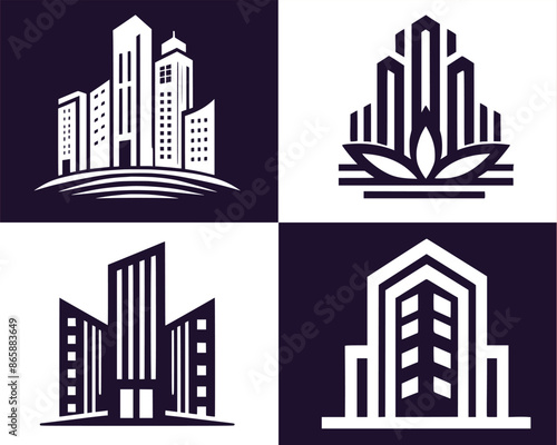 Designing a Distinctive Real Estate and Building Logo. Real estate and bulding logo. Flat real eastate logo set. Real eastate, bulding, brand, logo, vector illustration