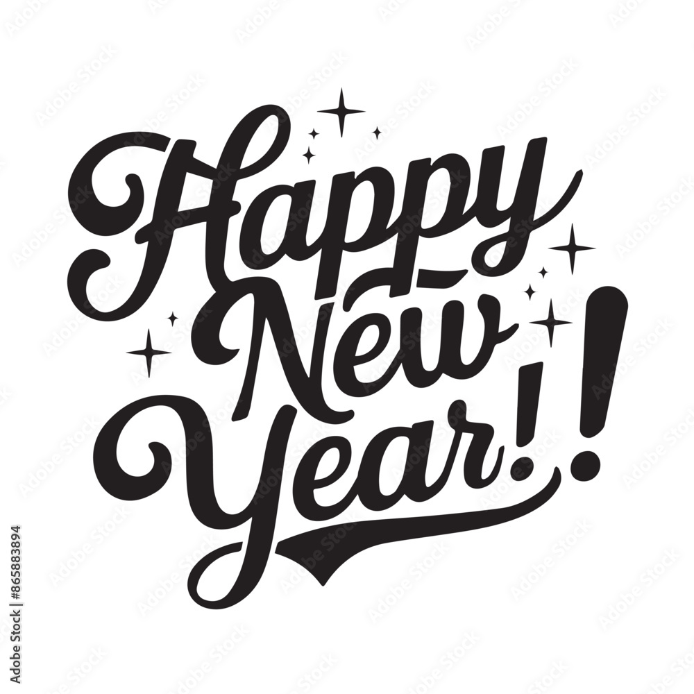 Retro Cursive Happy New Year Typography with 1950s Nostalgic Style